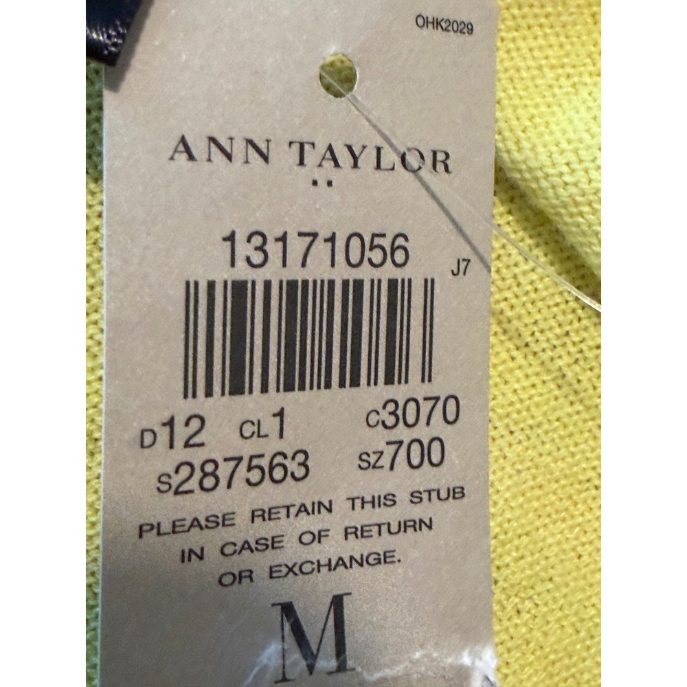Ann Taylor Yellow Ruffle V-Neck Long Sleeve Knit Cardigan Sweater Womens Medium - Picture 6 of 6